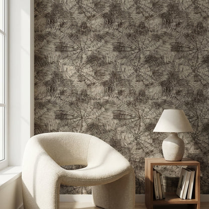 Soyut Halkalı Duvar Kağıdı Gri Tonlu Modern Salon