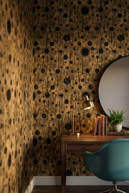 Kahverengi Siyah Soyut Noktalı Duvar Kağıdı Modern Salon