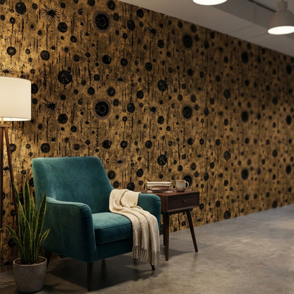 Kahverengi Siyah Soyut Noktalı Duvar Kağıdı Modern Salon