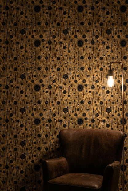 Kahverengi Siyah Soyut Noktalı Duvar Kağıdı Modern Salon