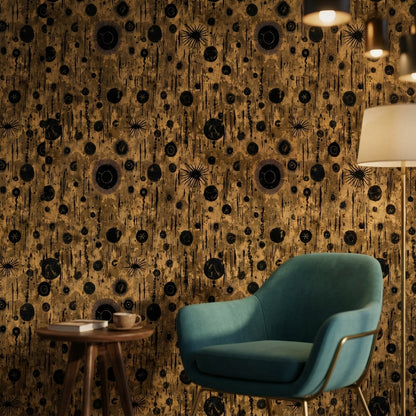 Kahverengi Siyah Soyut Noktalı Duvar Kağıdı Modern Salon