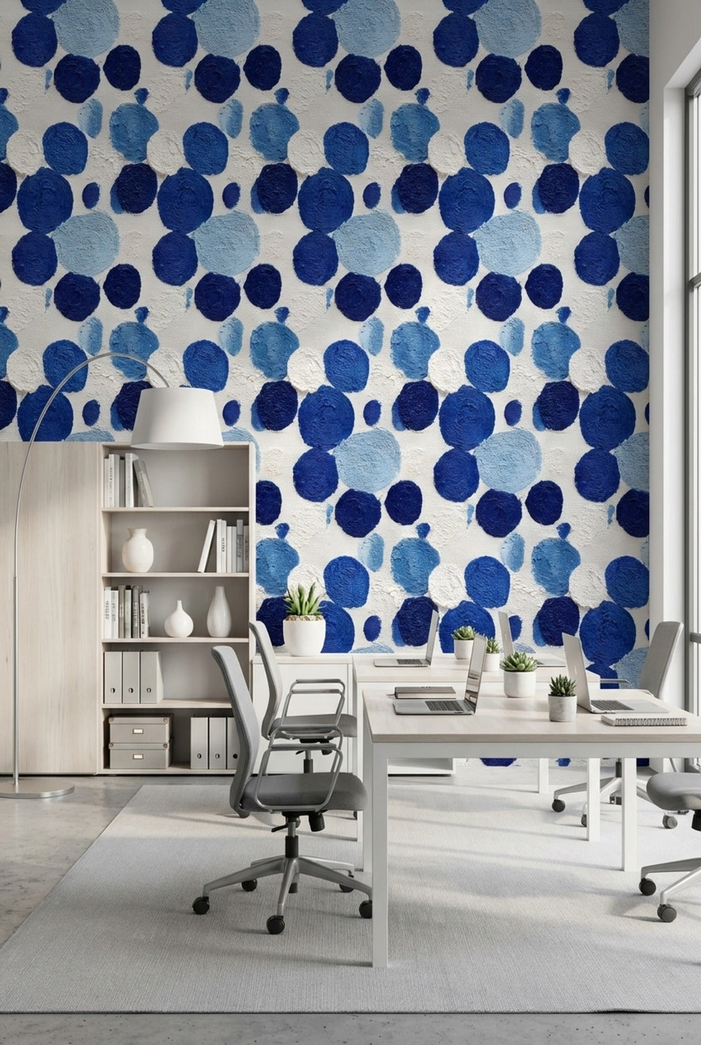 Mavi Noktalı Soyut Duvar Kağıdı Modern Salon Dekoru
