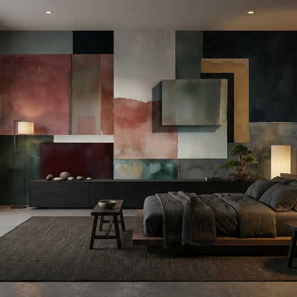 Soyut Renk Bloklu Poster Duvar Kağıdı Modern Salon Duvarı