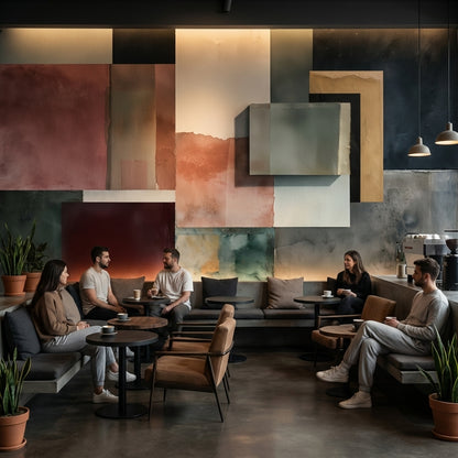 Soyut Renk Bloklu Poster Duvar Kağıdı Modern Salon Duvarı