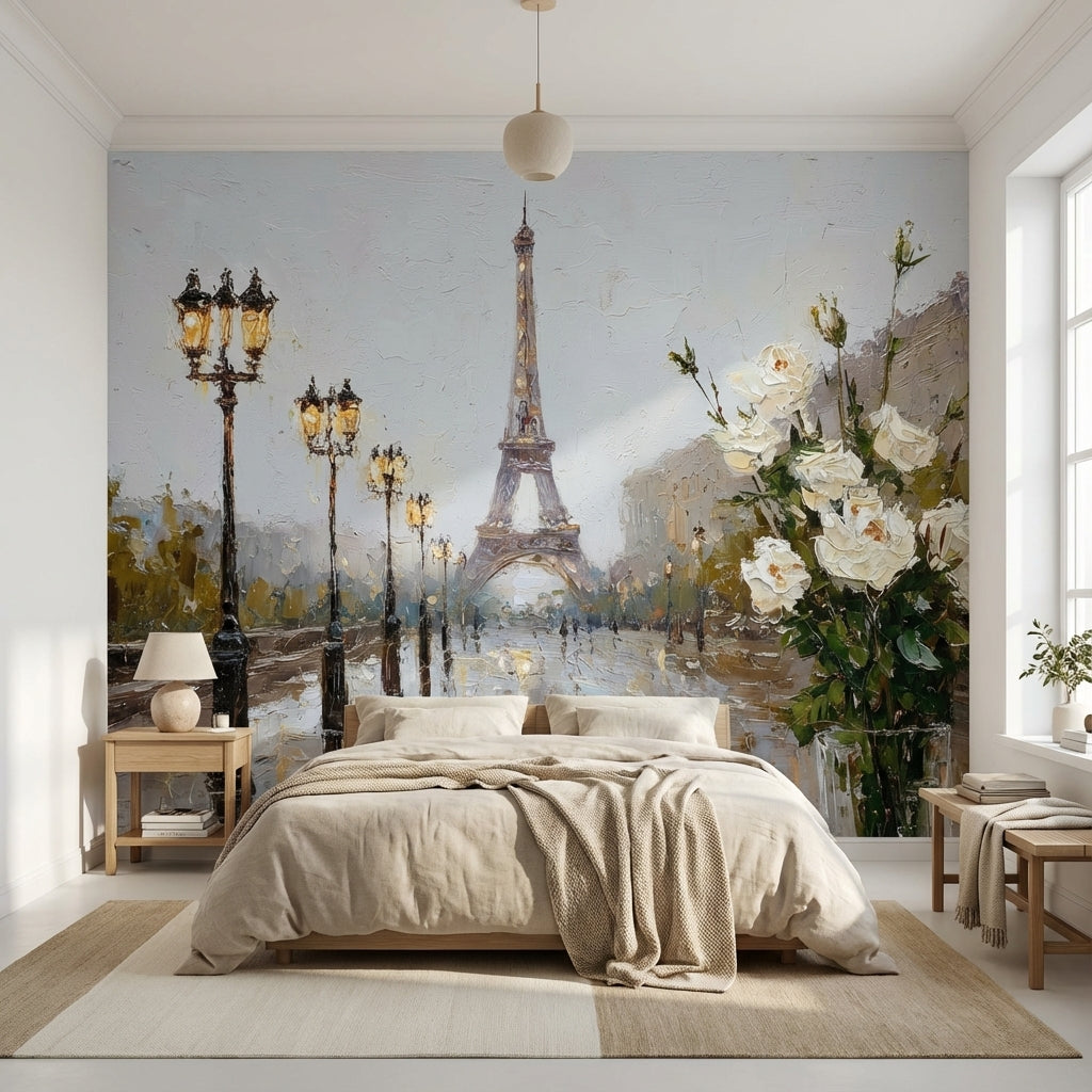 Paris Eyfel Kulesi Poster Duvar Kağıdı Yağlı Boya Görünümlü