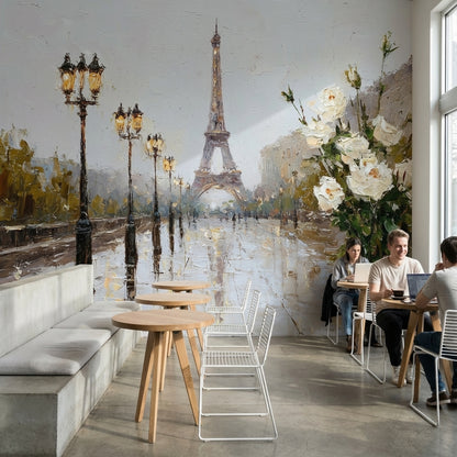 Paris Eyfel Kulesi Poster Duvar Kağıdı Yağlı Boya Görünümlü