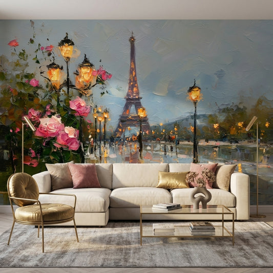 Paris Eyfel Kulesi Poster Duvar Kağıdı Yağlı Boya Görünümlü