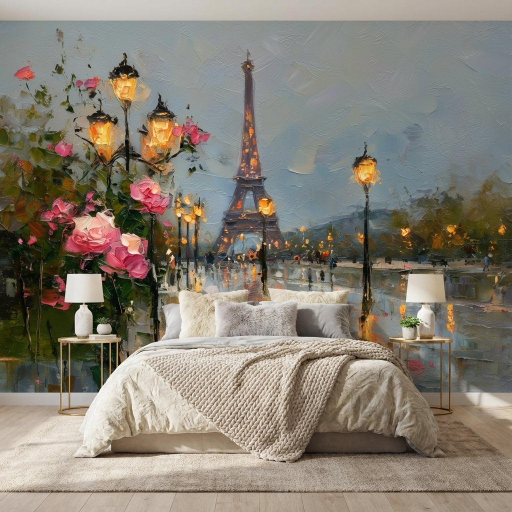 Paris Eyfel Kulesi Poster Duvar Kağıdı Yağlı Boya Görünümlü