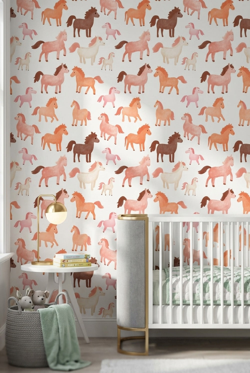 Sevimli Pony Desenli Duvar Kağıdı Pastel Çocuk Odası