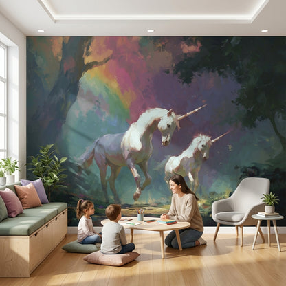 Gökkuşağı Renkli Unicorn Poster Duvar Kağıdı Çocuk Odası