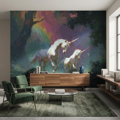 Gökkuşağı Renkli Unicorn Poster Duvar Kağıdı Çocuk Odası