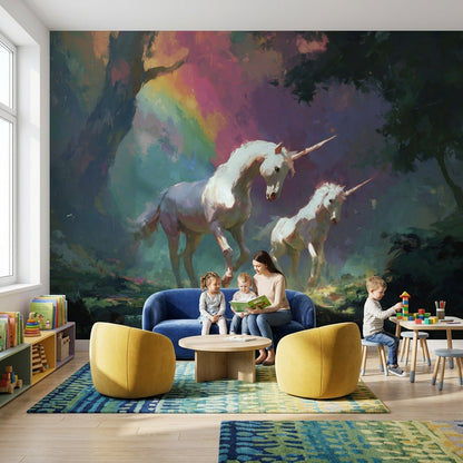 Gökkuşağı Renkli Unicorn Poster Duvar Kağıdı Çocuk Odası