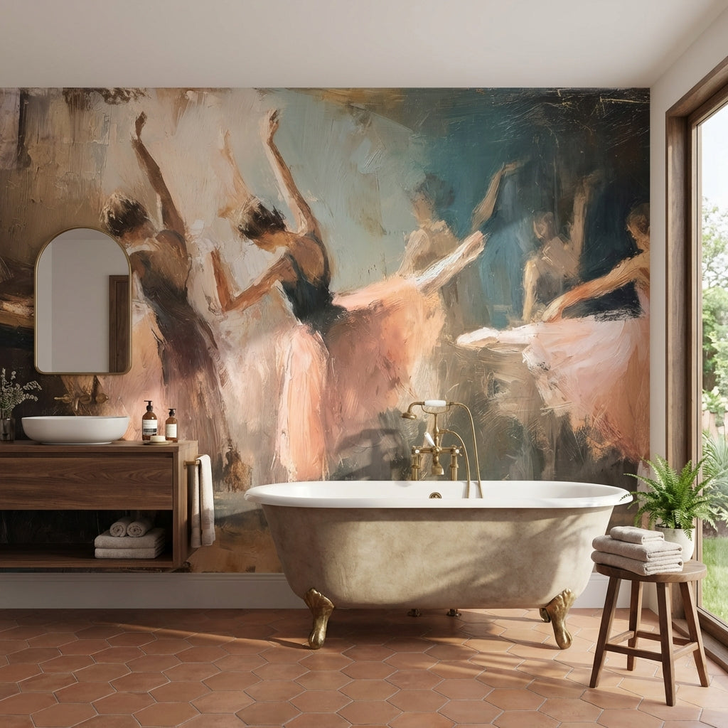 Balerin Figürlü Poster Duvar Kağıdı Yağlı Boya Görünümlü Salon