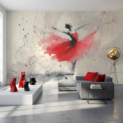 Kırmızı Balerin Poster Duvar Kağıdı Suluboya Sanat Salon