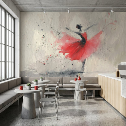 Kırmızı Balerin Poster Duvar Kağıdı Suluboya Sanat Salon