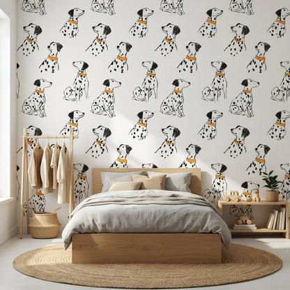 Dalmaçyalı Köpek Desenli Duvar Kağıdı Çocuk Odası Beyaz