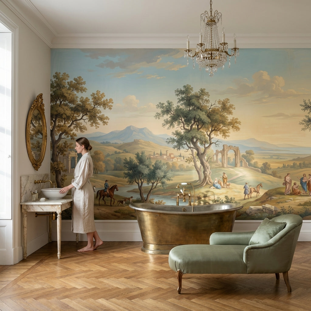 Klasik Manzara Poster Duvar Kağıdı Pastel Tonlu Salon Duvarı