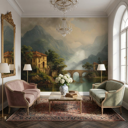 Dağ Göl Manzaralı Poster Duvar Kağıdı Klasik Salon Dekoru