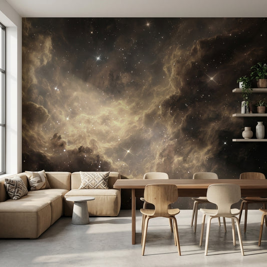 Nebula Galaksi Poster Duvar Kağıdı Siyah Altın Salon