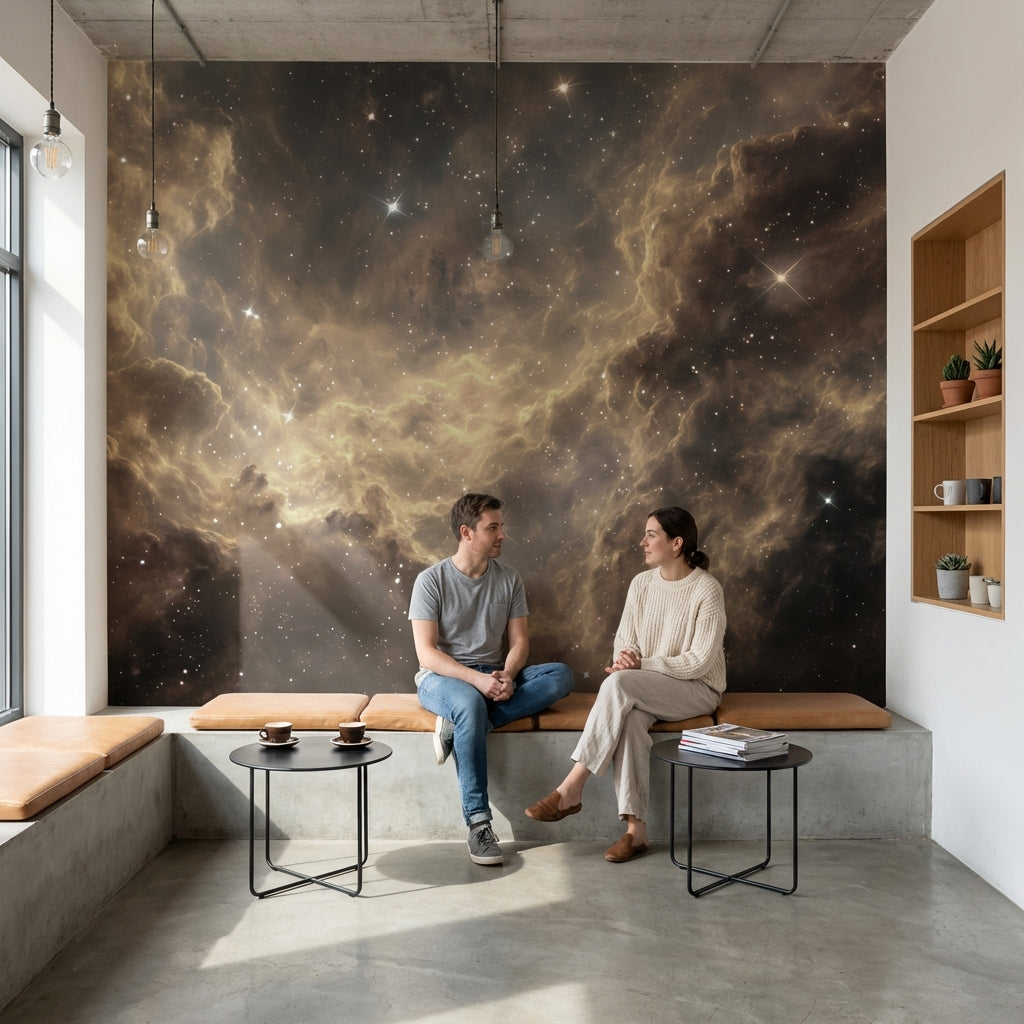 Nebula Galaksi Poster Duvar Kağıdı Siyah Altın Salon