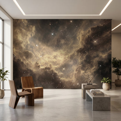 Nebula Galaksi Poster Duvar Kağıdı Siyah Altın Salon