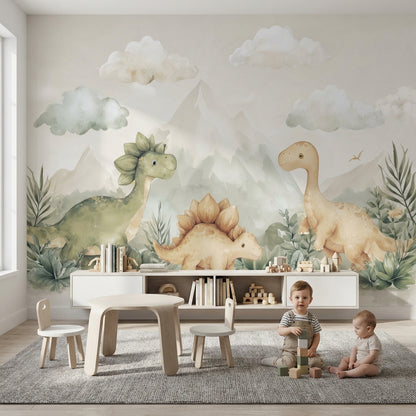 Sevimli Dinozor Poster Duvar Kağıdı Pastel Çocuk Odası
