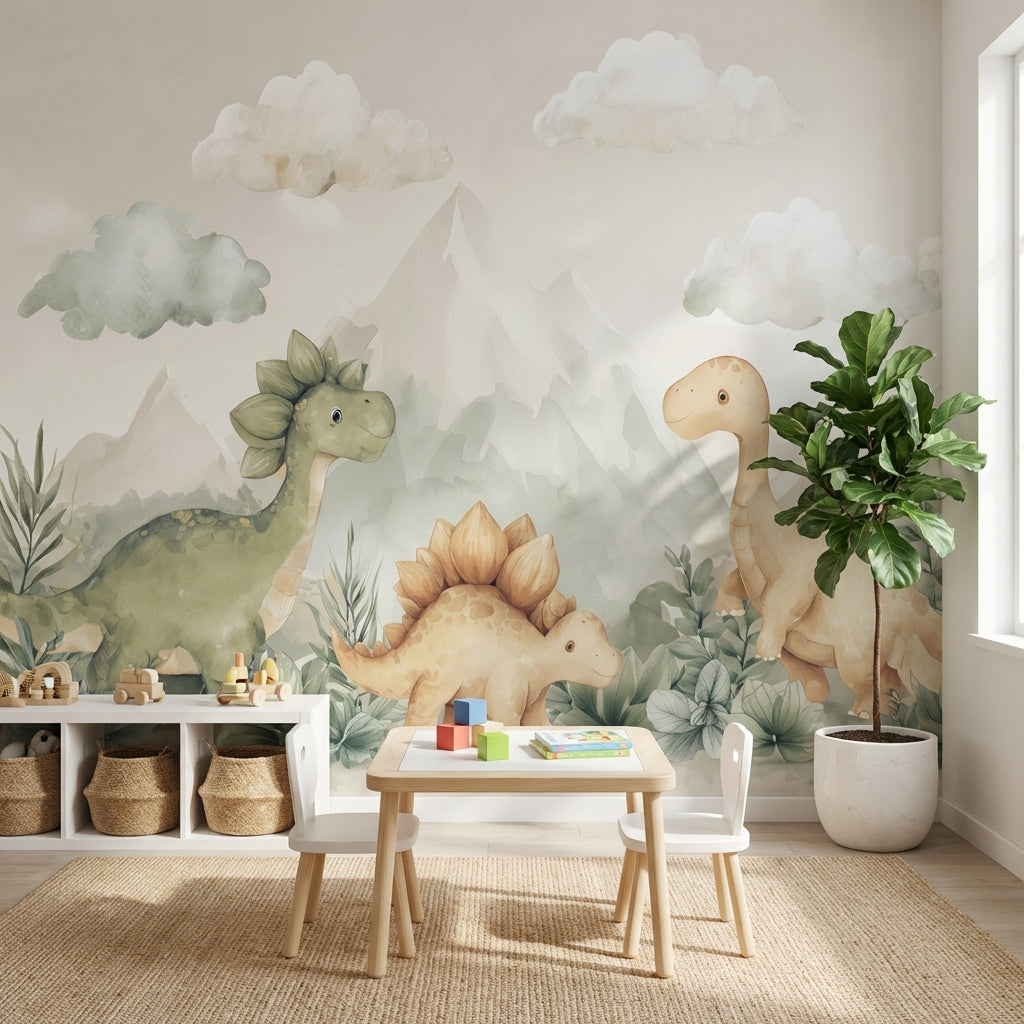 Sevimli Dinozor Poster Duvar Kağıdı Pastel Çocuk Odası