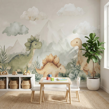 Sevimli Dinozor Poster Duvar Kağıdı Pastel Çocuk Odası