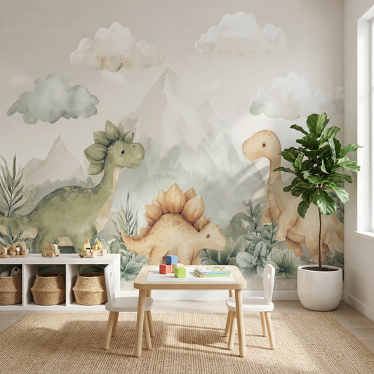 Sevimli Dinozor Poster Duvar Kağıdı Pastel Çocuk Odası