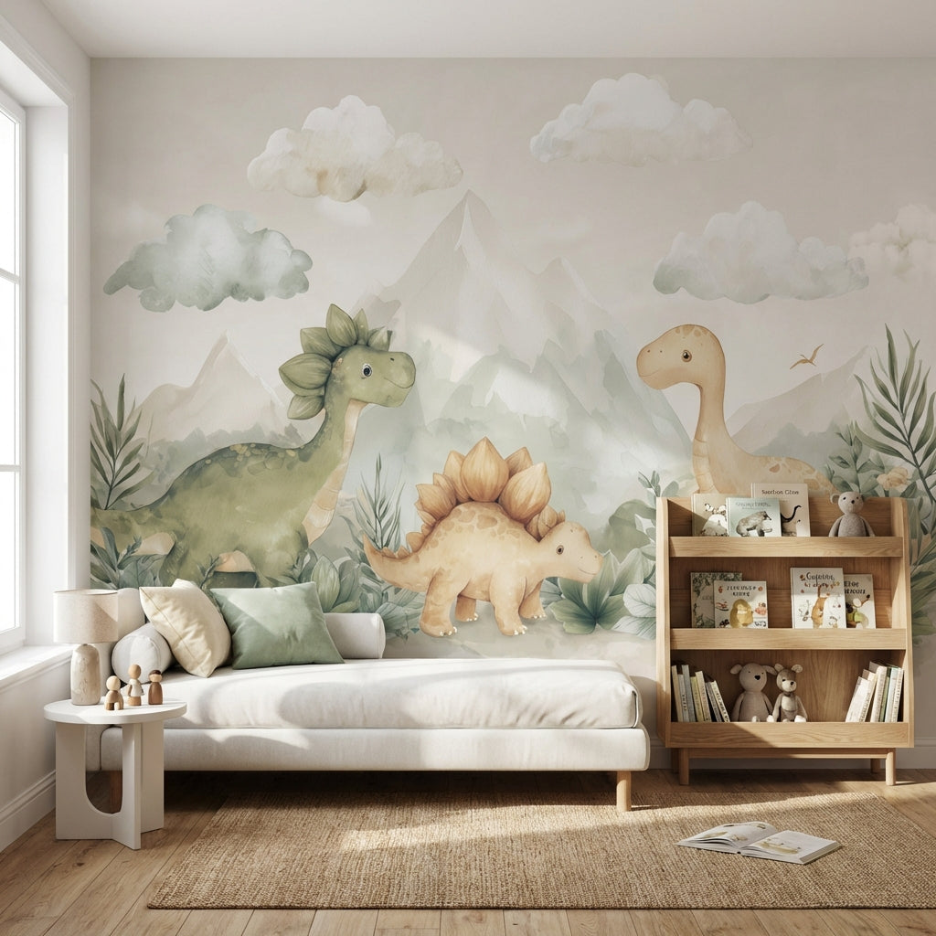 Sevimli Dinozor Poster Duvar Kağıdı Pastel Çocuk Odası
