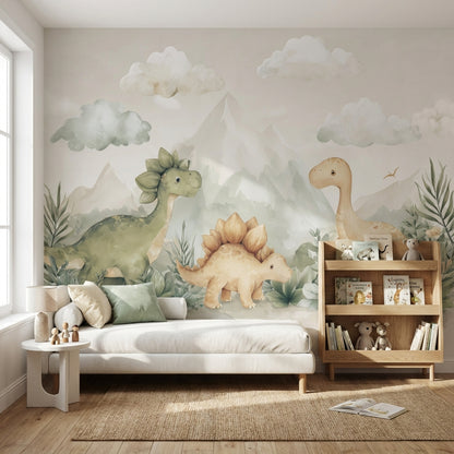 Sevimli Dinozor Poster Duvar Kağıdı Pastel Çocuk Odası