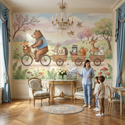 Orman Hayvanları Poster Duvar Kağıdı Pastel Çocuk Odası