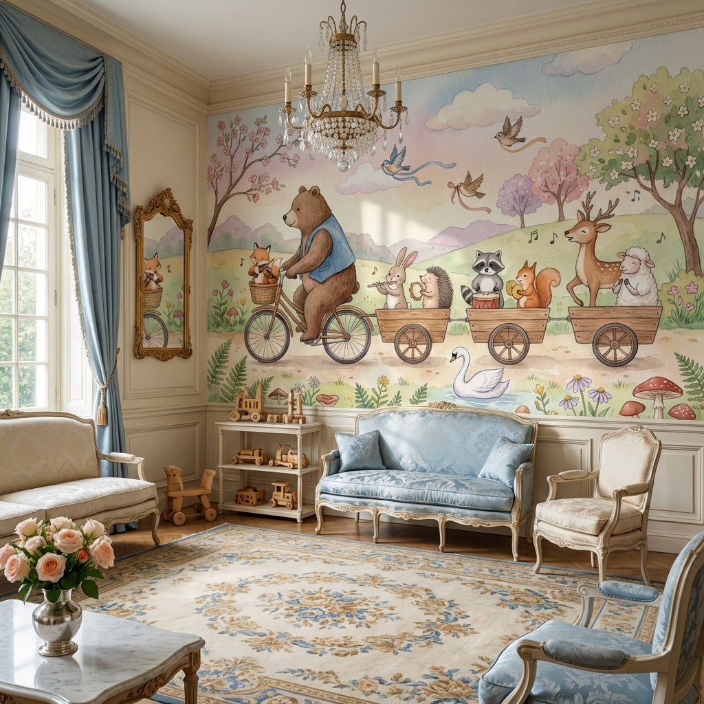 Orman Hayvanları Poster Duvar Kağıdı Pastel Çocuk Odası