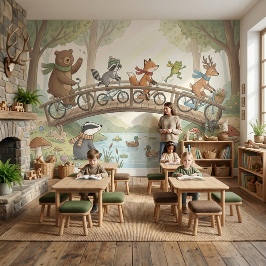 Orman Hayvanları Poster Duvar Kağıdı Çocuk Odası Pastel Desen