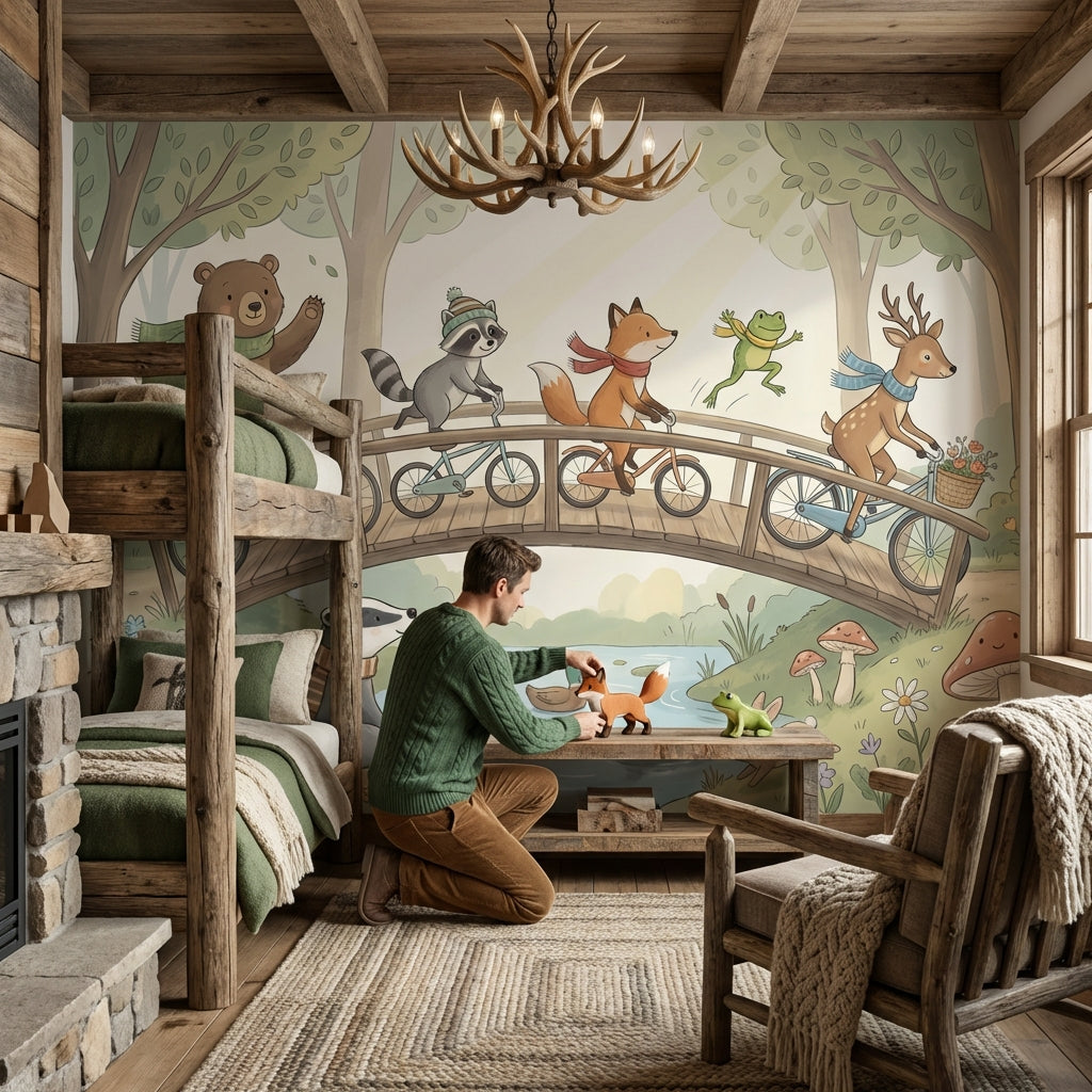 Orman Hayvanları Poster Duvar Kağıdı Çocuk Odası Pastel Desen