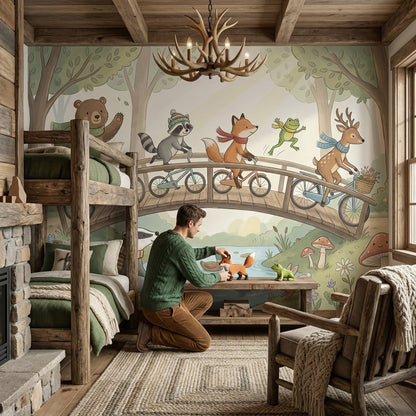 Orman Hayvanları Poster Duvar Kağıdı Çocuk Odası Pastel Desen