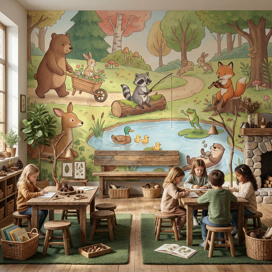 Orman Hayvanları Poster Duvar Kağıdı Çocuk Odası Pastel