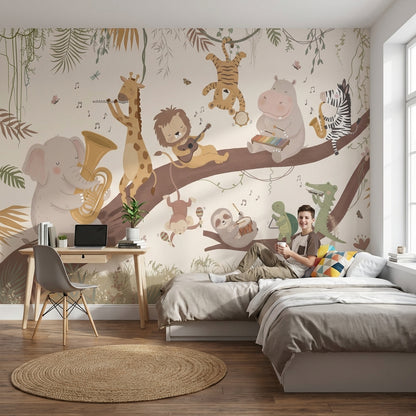 Müzik Çalan Safari Hayvanları Poster Duvar Kağıdı Çocuk Odası