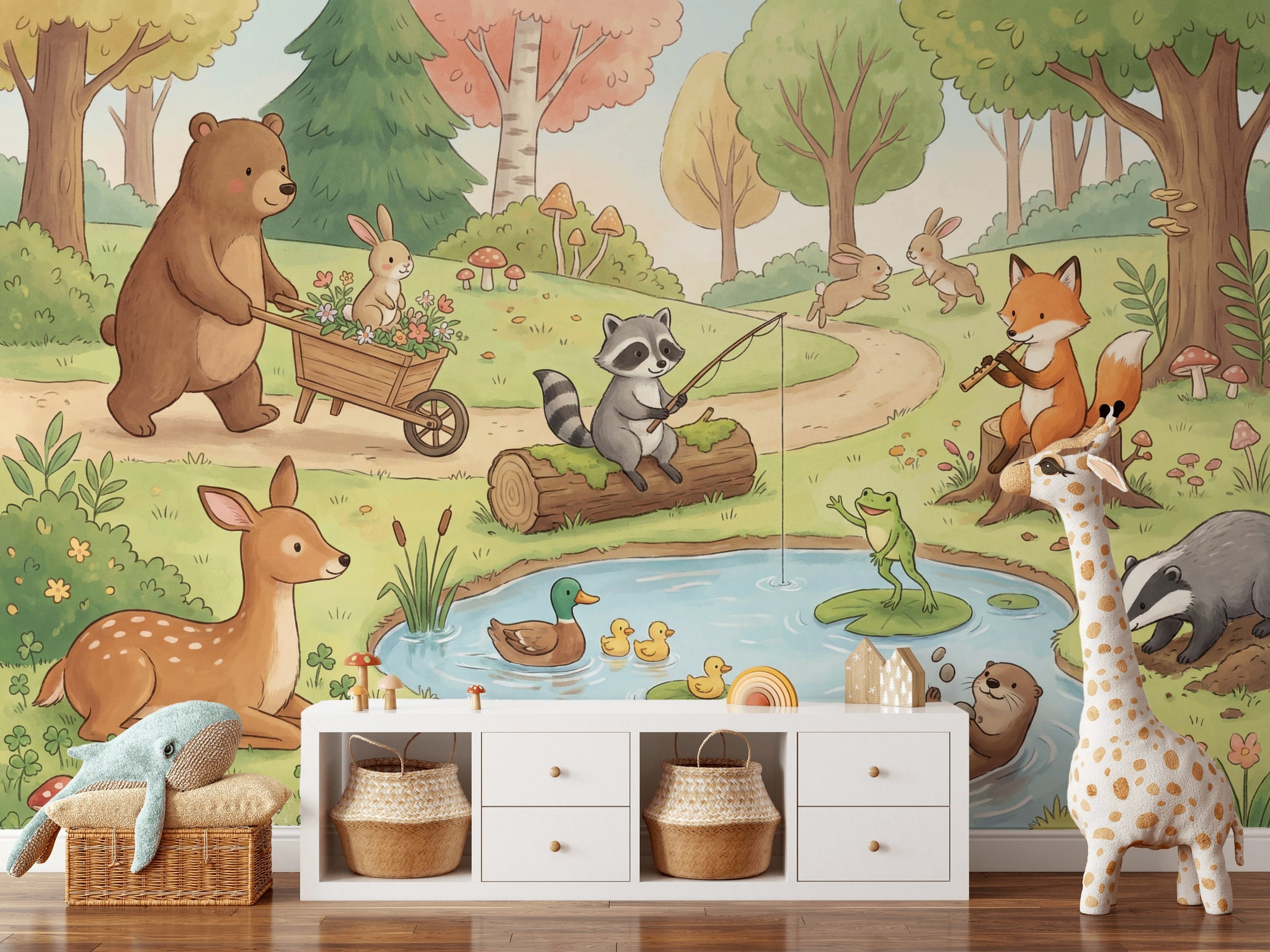 Orman Hayvanları Poster Duvar Kağıdı Çocuk Odası Pastel