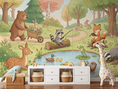 Orman Hayvanları Poster Duvar Kağıdı Çocuk Odası Pastel