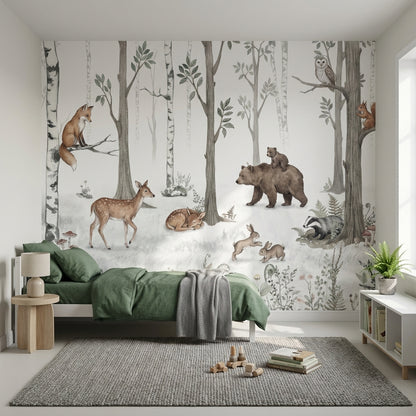 Orman Hayvanlı Poster Duvar Kağıdı Çocuk Odası Pastel