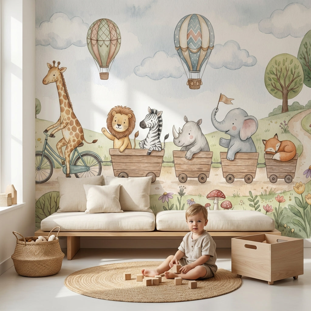 Sevimli Safari Hayvanlı Poster Duvar Kağıdı Çocuk Odası