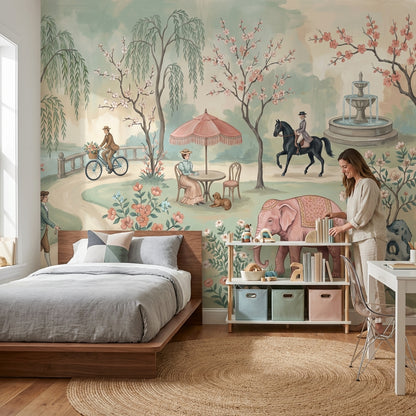 Masalsı Park Sahnesi Poster Duvar Kağıdı Pastel Çocuk Odası