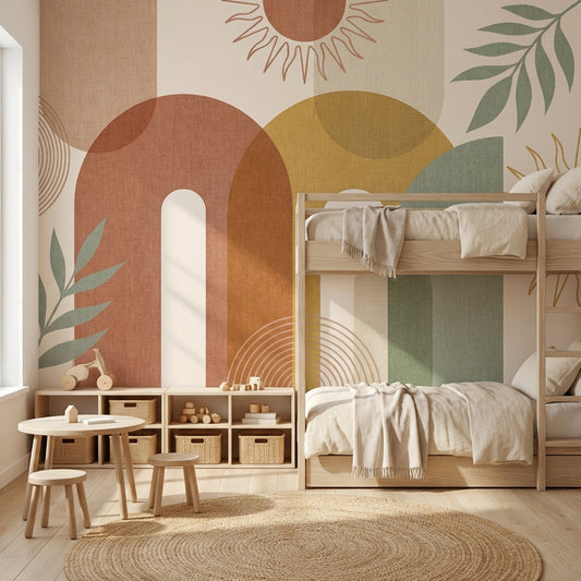 Soyut Geometrik Poster Duvar Kağıdı Pastel Çocuk Odası