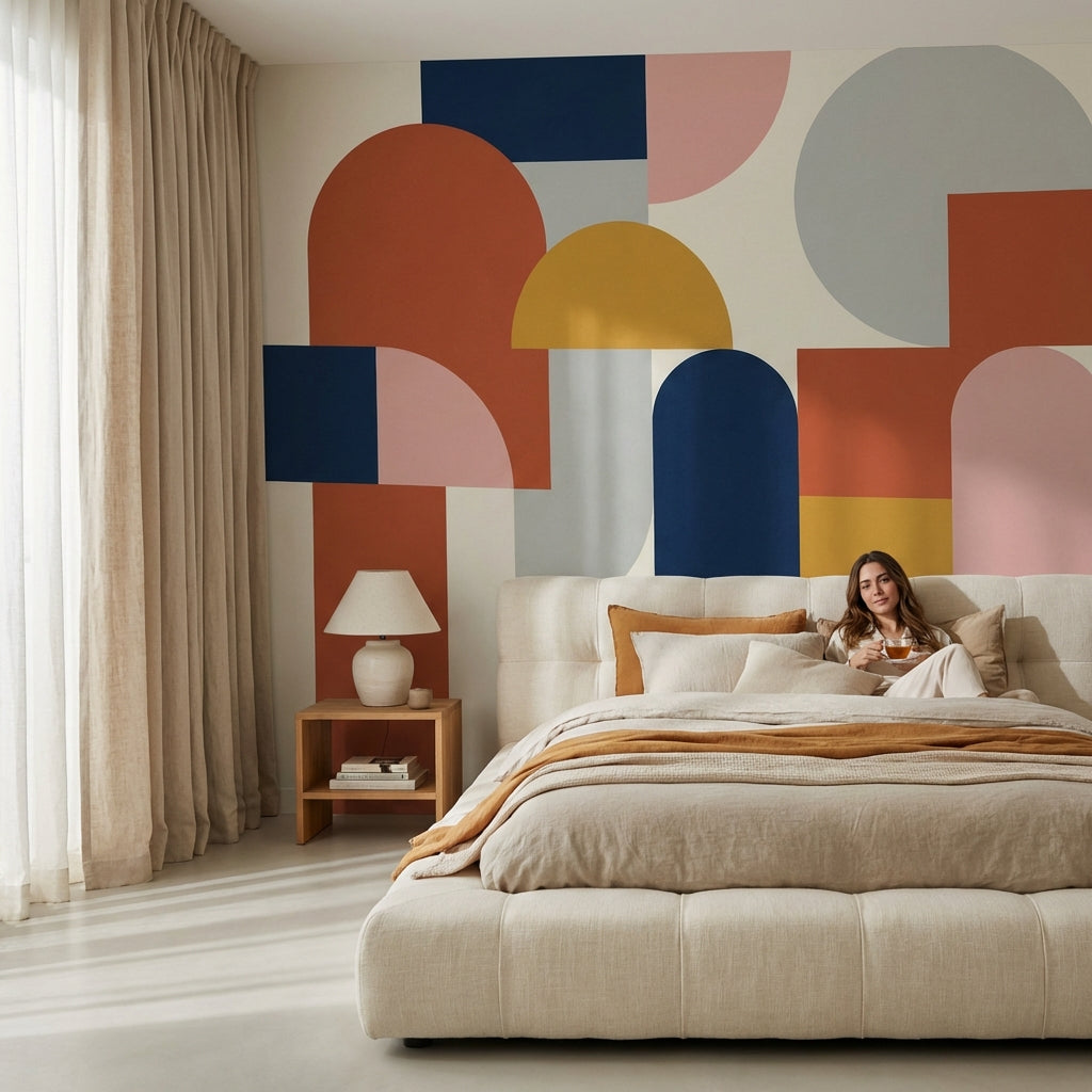 Renkli Geometrik Poster Duvar Kağıdı Modern Salon Duvar Dekoru