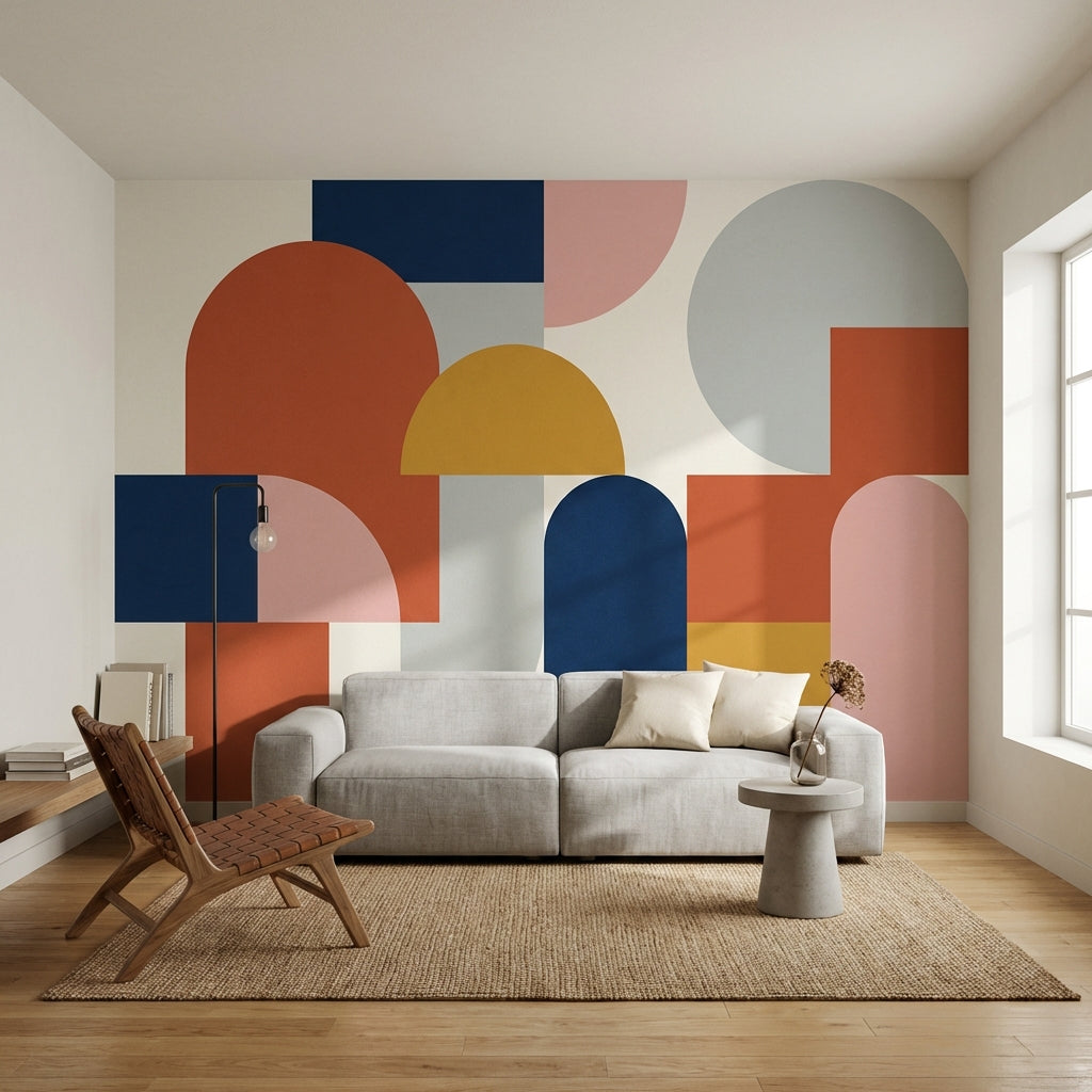 Renkli Geometrik Poster Duvar Kağıdı Modern Salon Duvar Dekoru