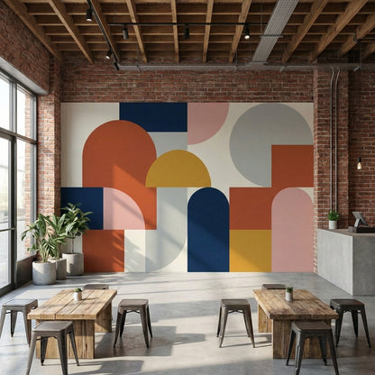 Renkli Geometrik Poster Duvar Kağıdı Modern Salon Duvar Dekoru
