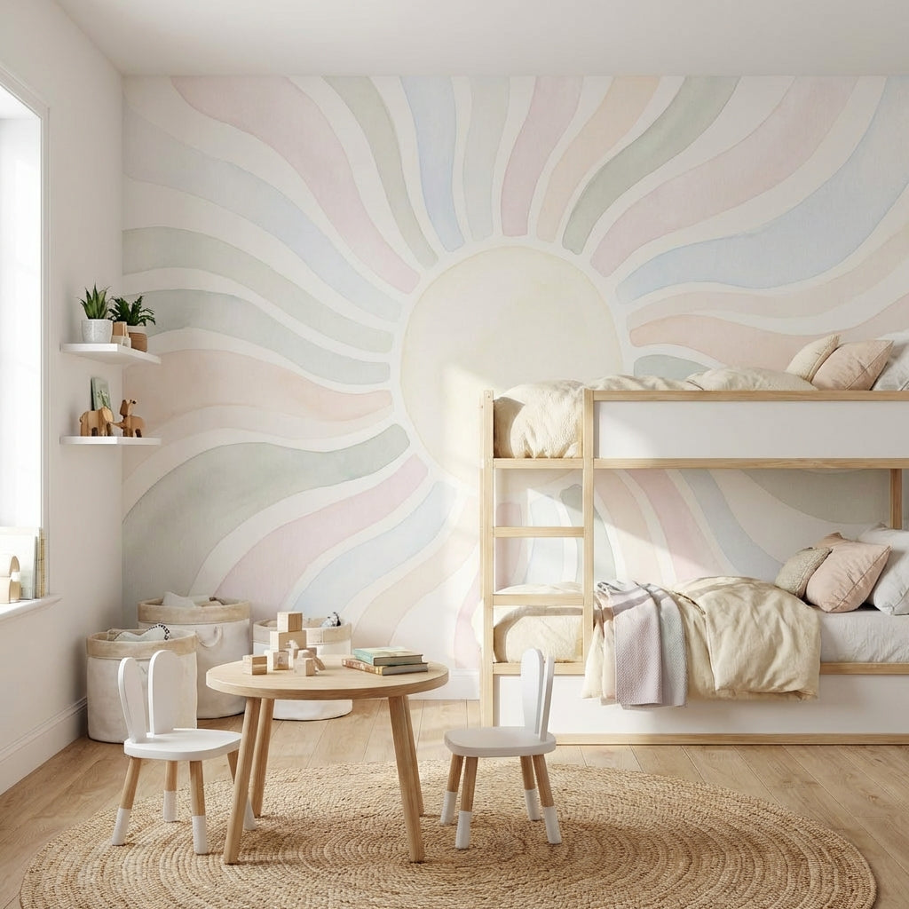 Pastel Güneş Işınları Poster Duvar Kağıdı Bebek Odası