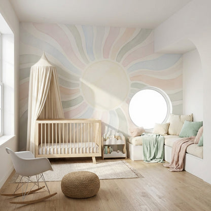 Pastel Güneş Işınları Poster Duvar Kağıdı Bebek Odası