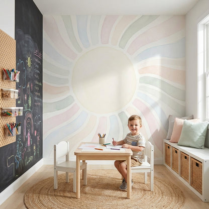 Pastel Güneş Işınları Poster Duvar Kağıdı Bebek Odası